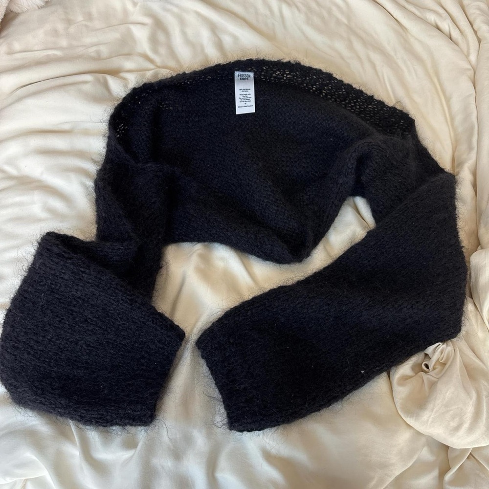 French Connection Black Textured Knit Poncho
